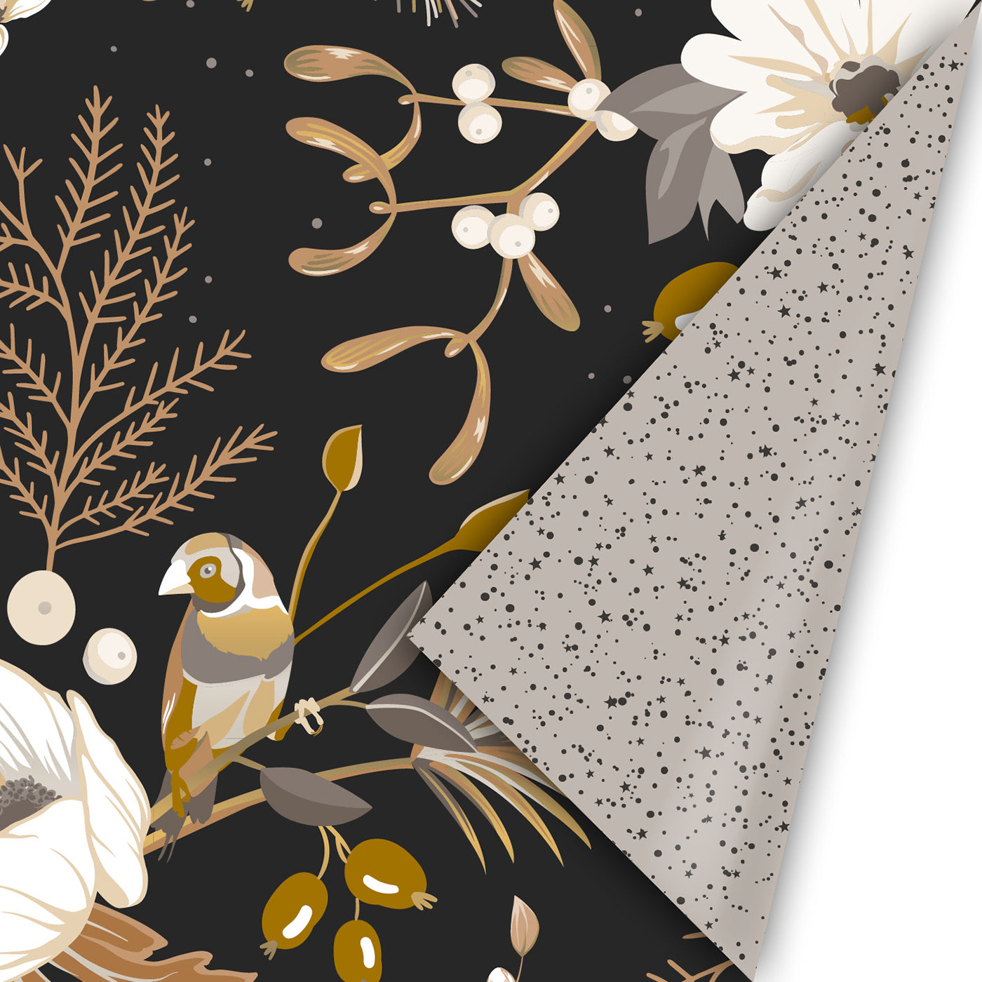 Collectiv Warehouse dubbelzijdig inpakpapier Vintage Christmas zwart
