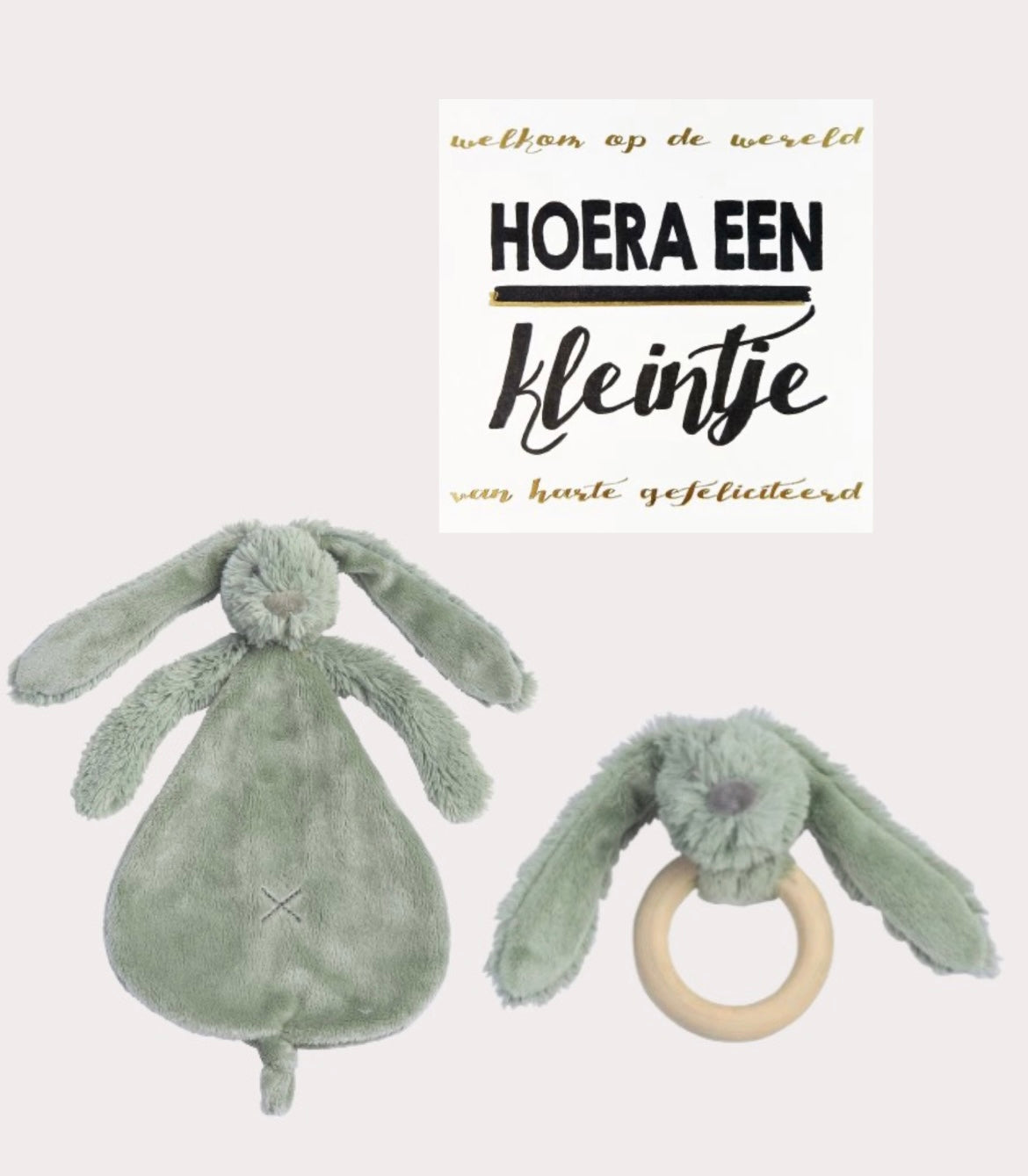 Happy Horse Konijn Richie Cadeauset Groen Bijtring + Knuffeldoekje
