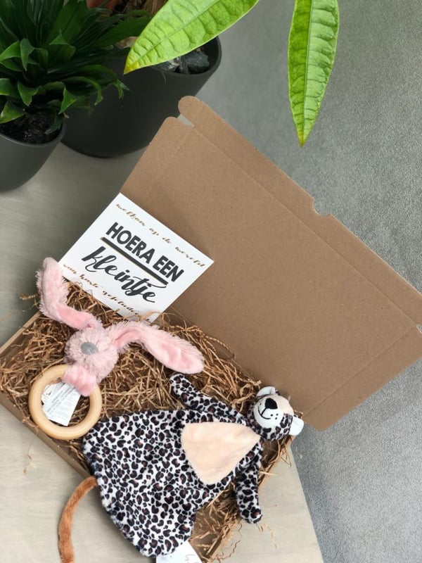 Happy Horse X Leopard Lou Geschenkset Altrosa Beißring + Kuscheltuch