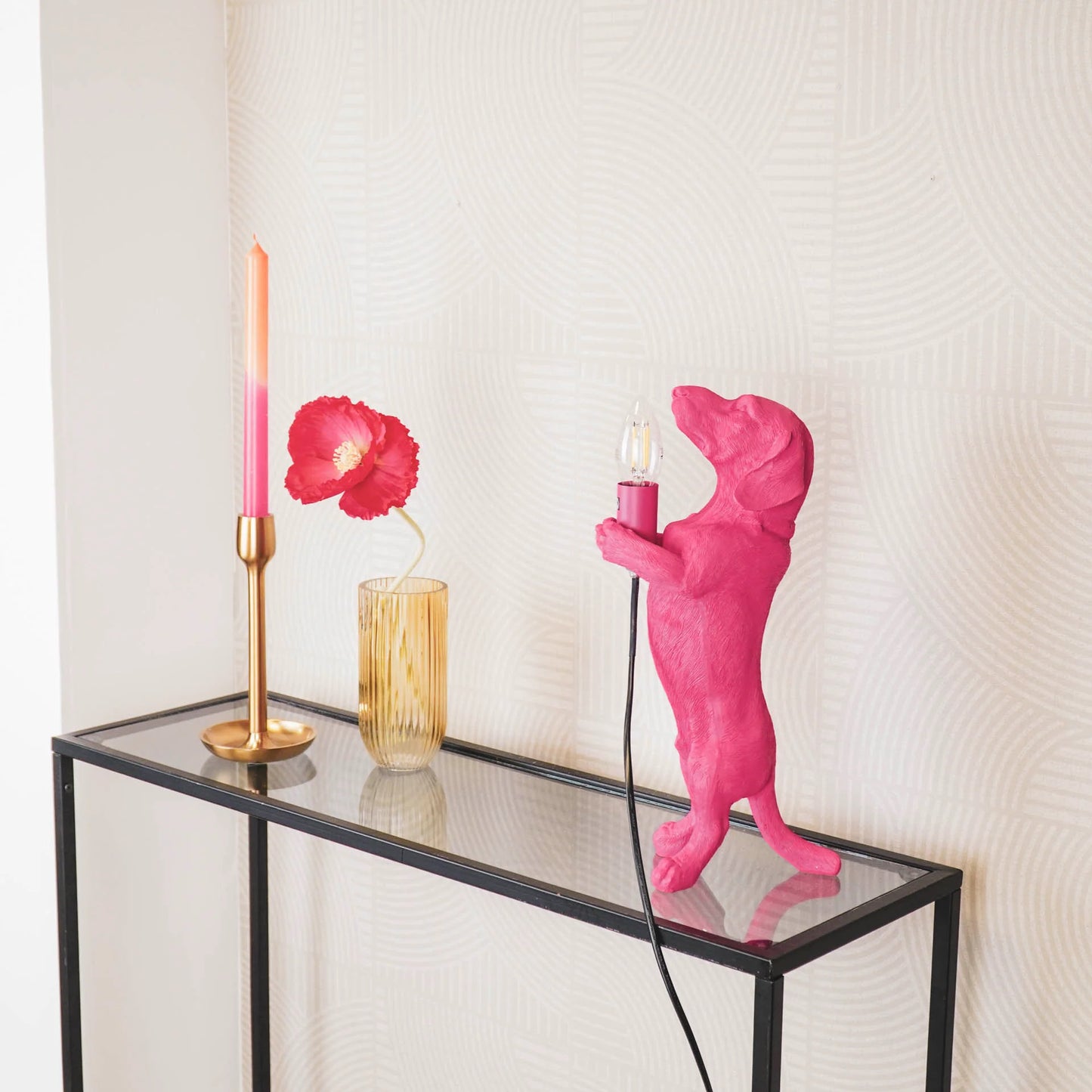 Housevitamin Tafellamp Teckel Polyresin Roze