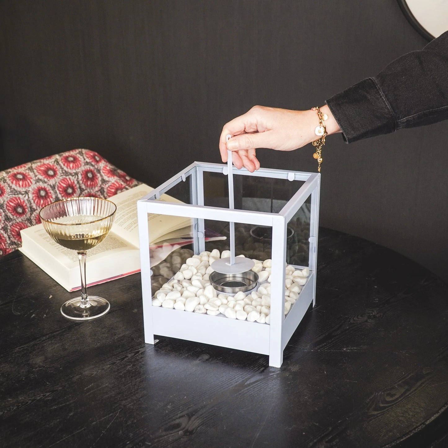 Housevitamin Tafel Haard Vierkant  Metaal/Glas Lila