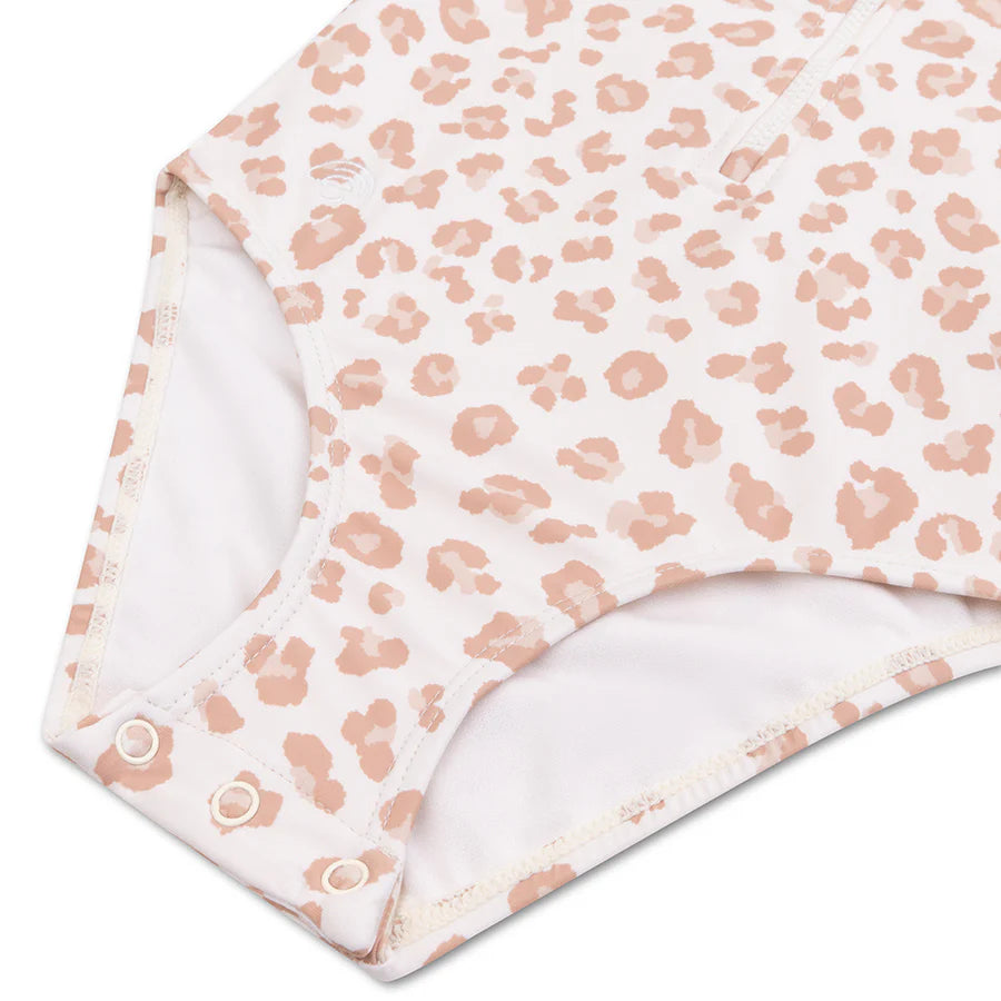 Swim Essentials UV Badpak met Korte mouw Beige Leopard