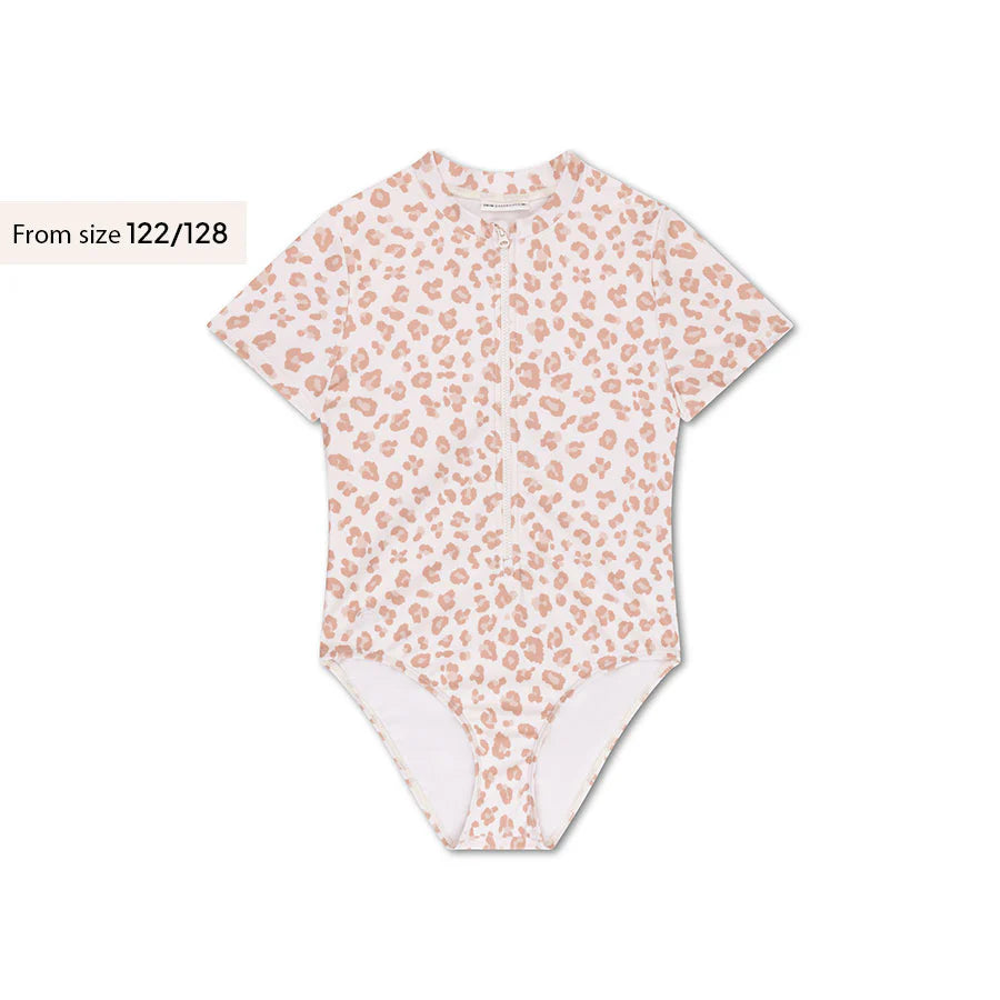 Swim Essentials UV Badpak met Korte mouw Beige Leopard