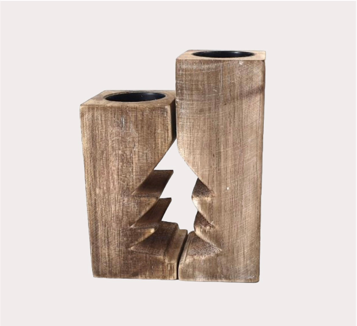 Woodart Waxinelichthouder kerst naturel small