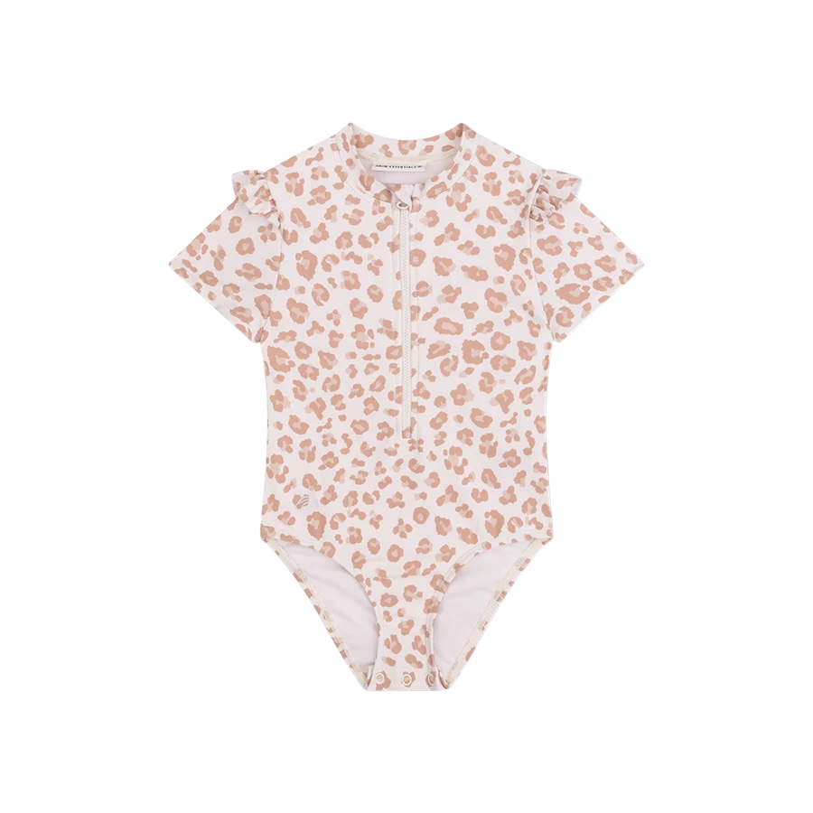 Swim Essentials UV Badpak met Korte mouw Beige Leopard
