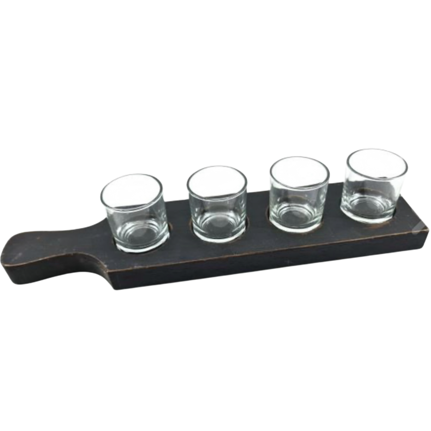 Woodart tea holder 4 glasses on blackwash wooden board