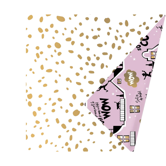 Collectiv Warehouse dubbelzijdig inpakpapier wit/goud/roze
