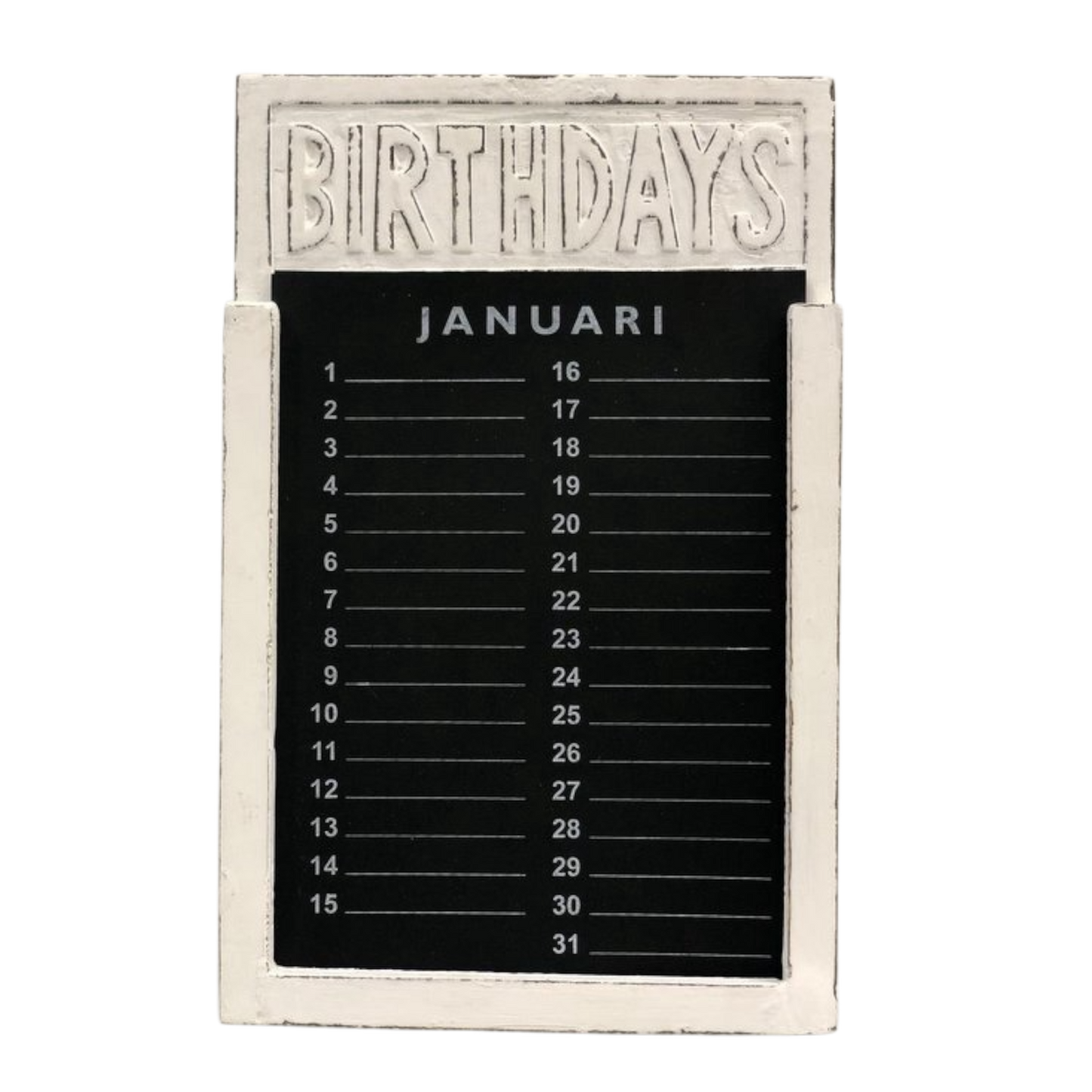 Woodart Houten Verjaardagskalender wit 28 cm