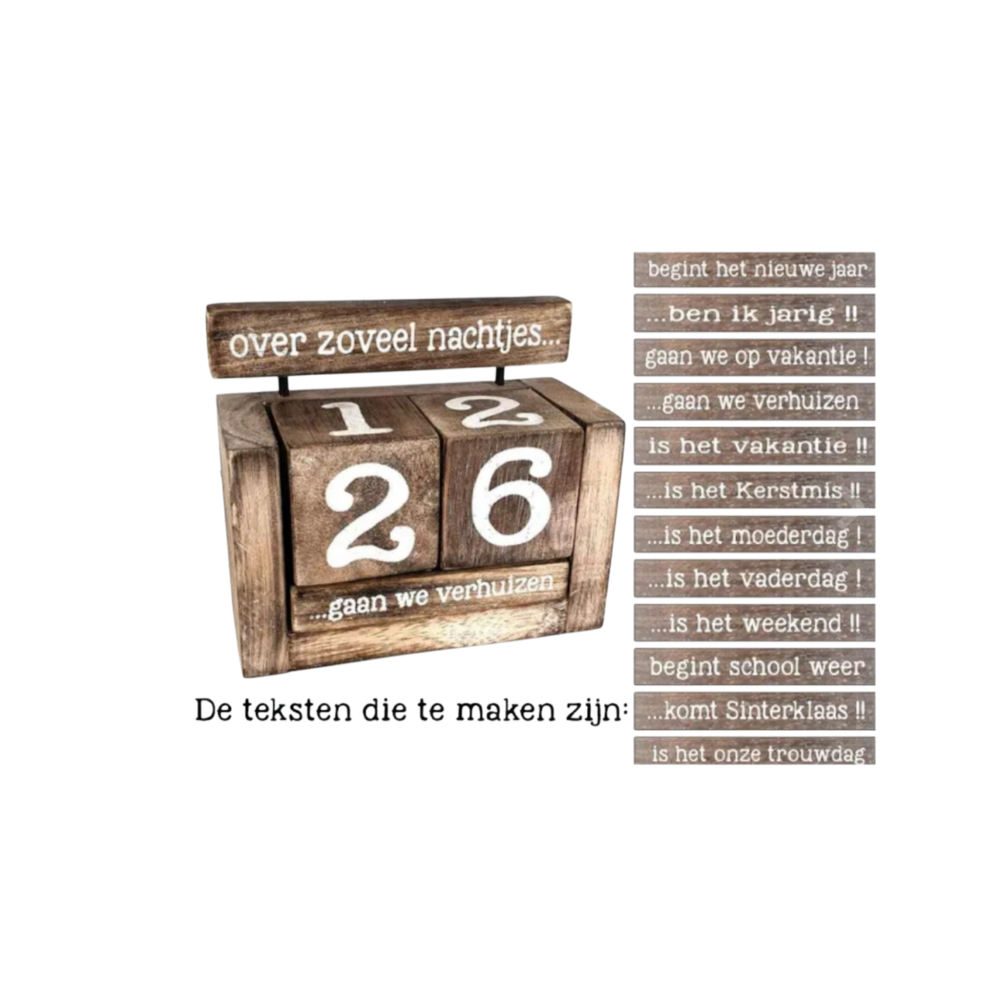 Woodart aftelkalender Naturel 14x16