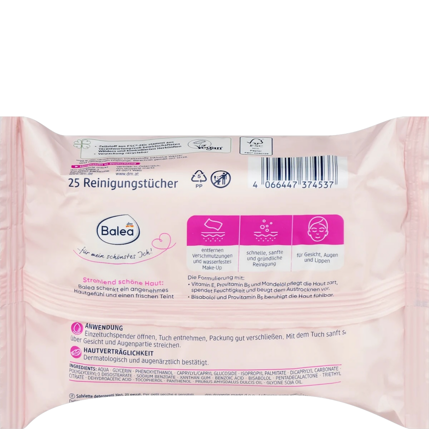Balea Voedende Reinigingsdoekjes 3in1 (25 stuks)