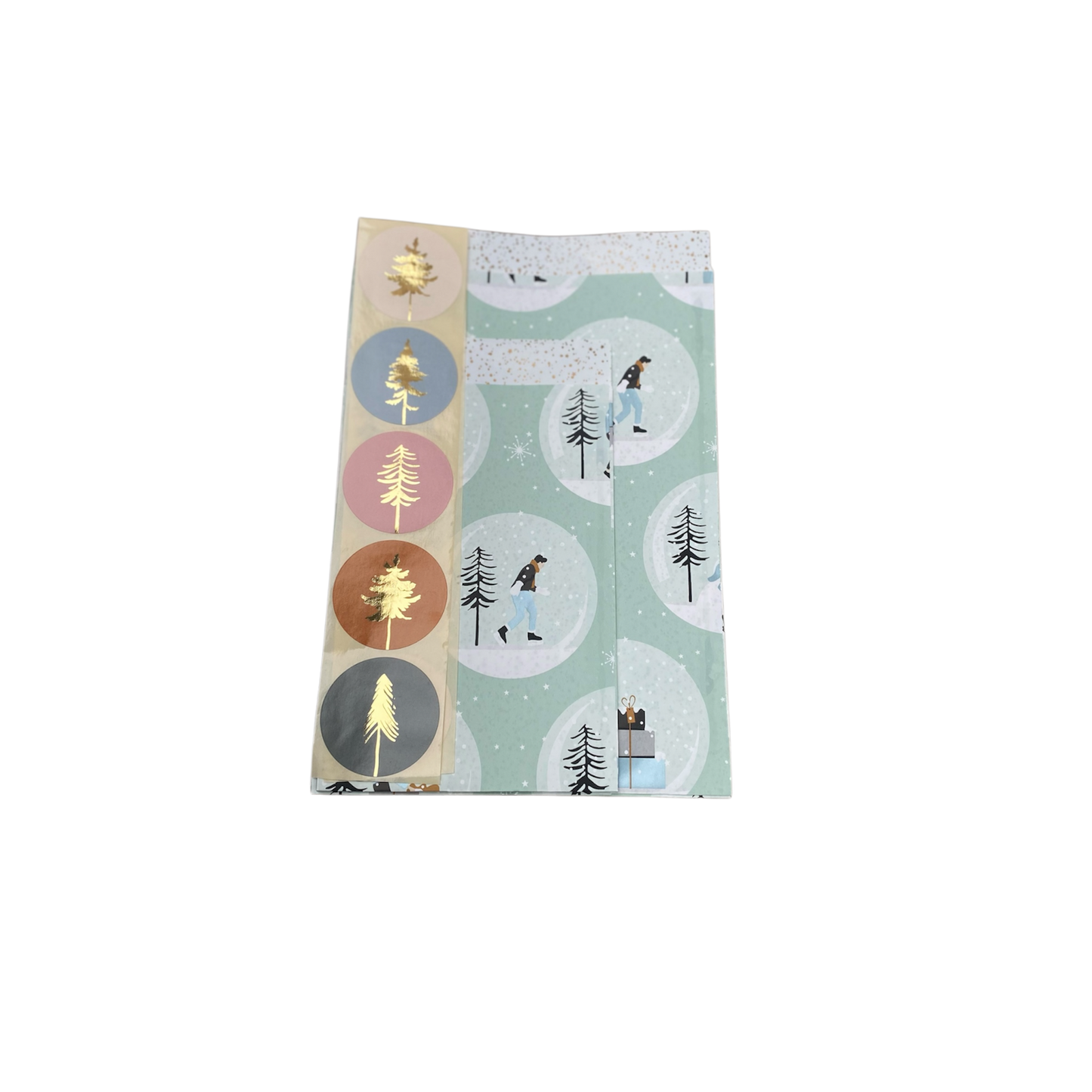 Collectiv Warehouse papieren cadeauzakjes kerst mint/goud Set