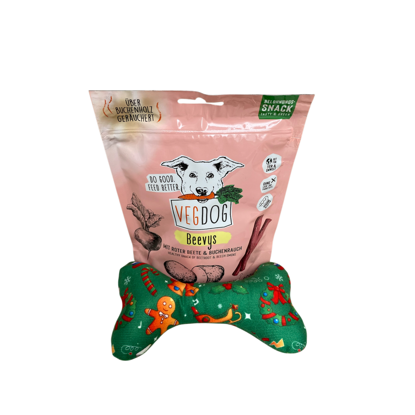 Vegdog Beevys cadeauset Groen kerst