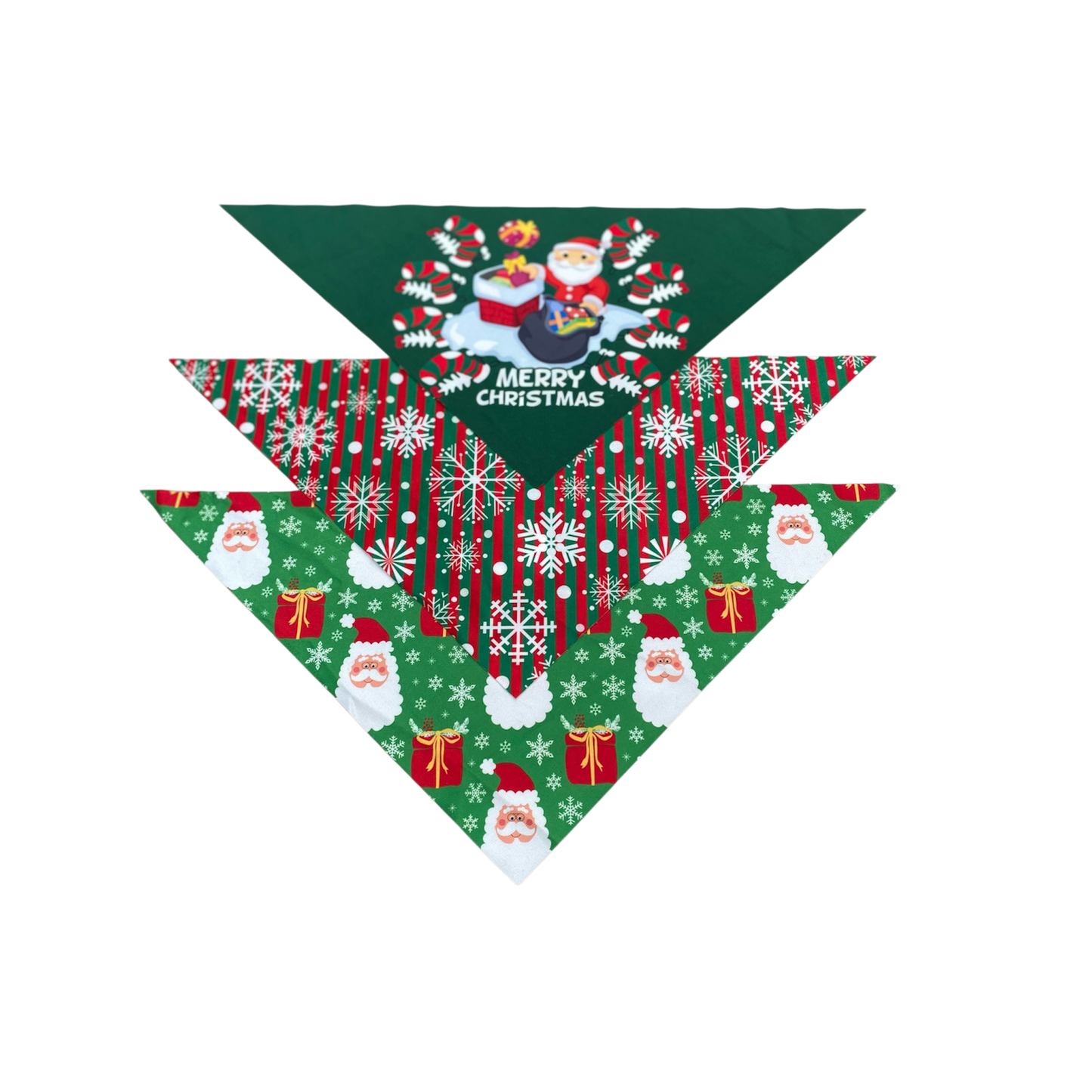 Honden Bandanas Kerst Set van 3   Groen Rood 57 cm