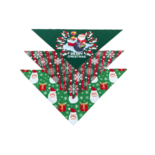 Honden Bandanas Kerst Set van 3   Groen Rood 57 cm