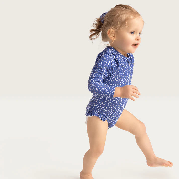 Swim Essentials UV-Badeanzug mit langen Ärmeln, blauer Leopardenmuster