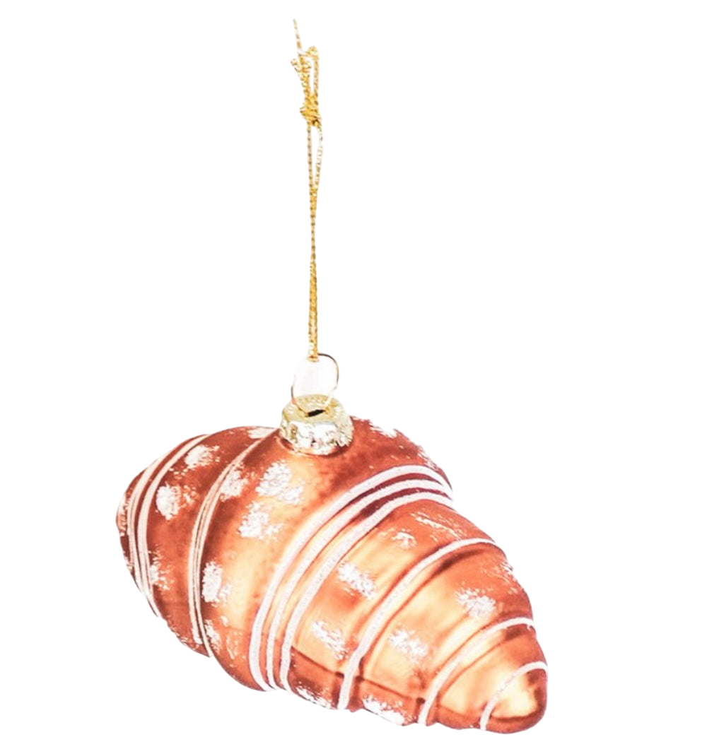 Housevitamin Croissant Weihnachtsanhänger aus Glas, 9,5 x 5 x 4,5 cm