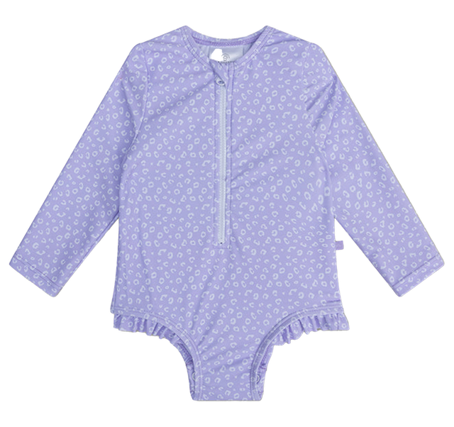 Swim Essentials UV-Badeanzug mit langen Ärmeln, lila Leopardenmuster