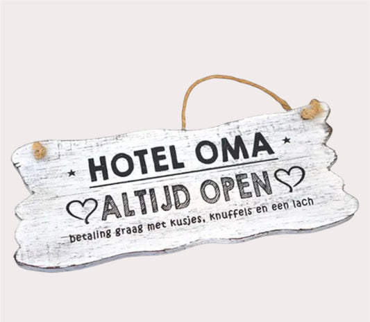 Woodart Wandteller Hotel Oma 12x30 cm