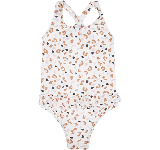 Swim Essentials UV-Badeanzug Khaki mit Leopardenmuster