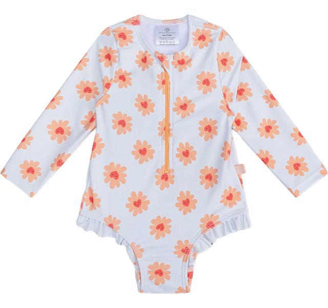 Swim essentials badpak lange mouw flower hearts