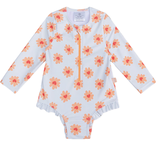 Swim essentials badpak lange mouw flower hearts