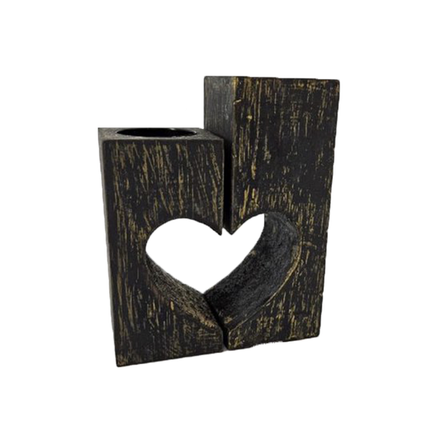 Woodart hartset black gold hart