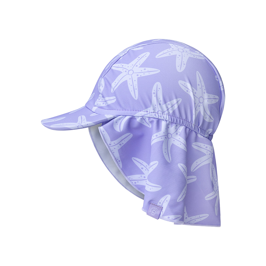 Swim Essentials UV Sun Cap with peak Lilac Starfish