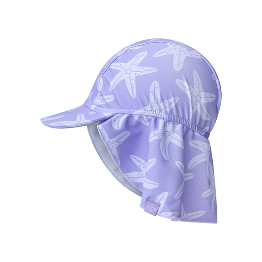 Swim Essentials UV Sun Cap with peak Lilac Starfish