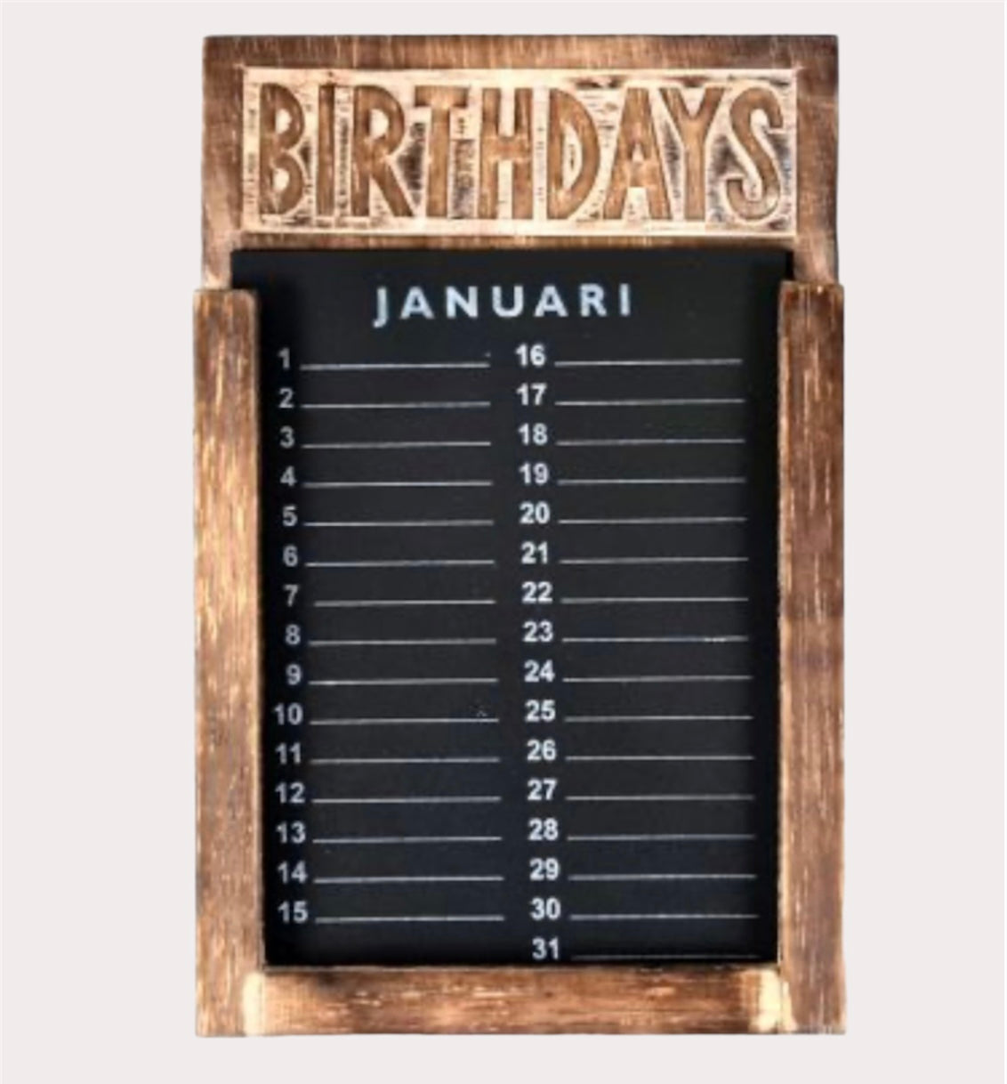 Woodart Wooden Birthday Calendar Natural Wash