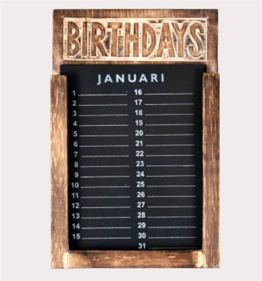 Woodart Wooden Birthday Calendar Natural Wash