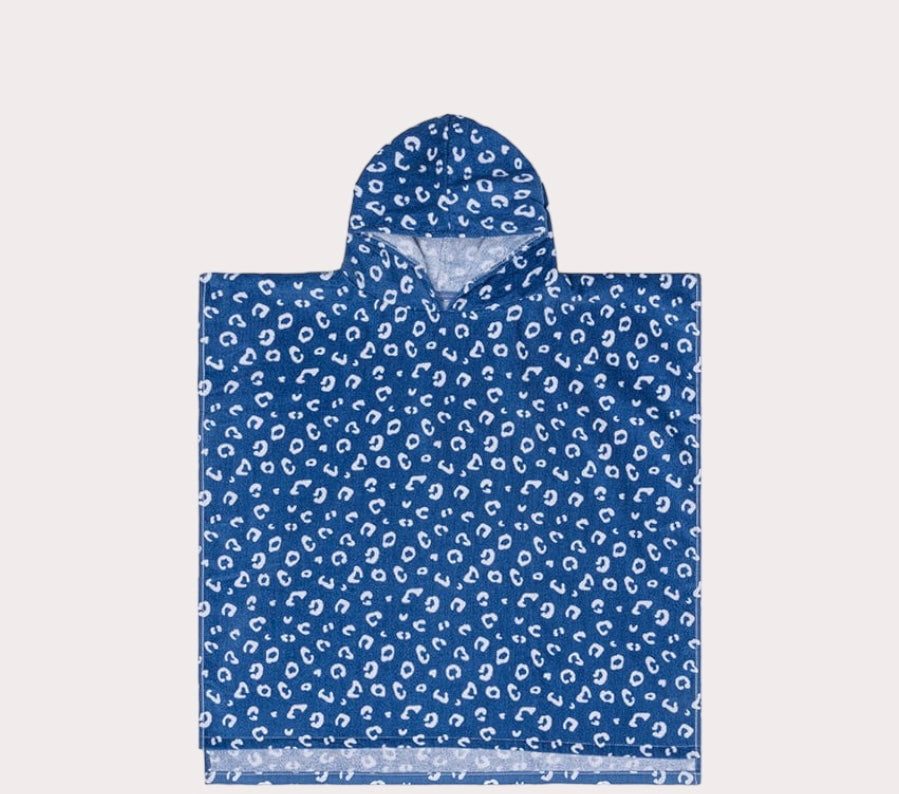 Swim Essentials Terry Cloth Poncho Blue Panther Print