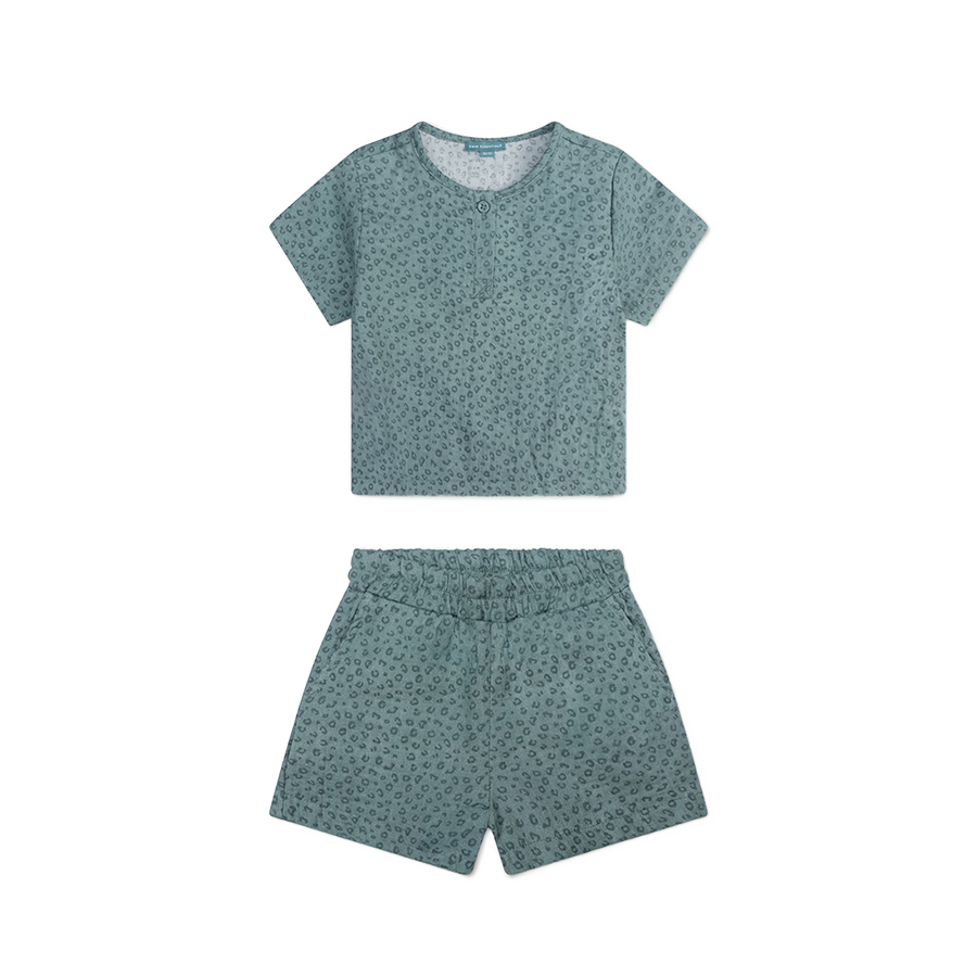 Strandset jumpsuit 2 delig groen pamterprint