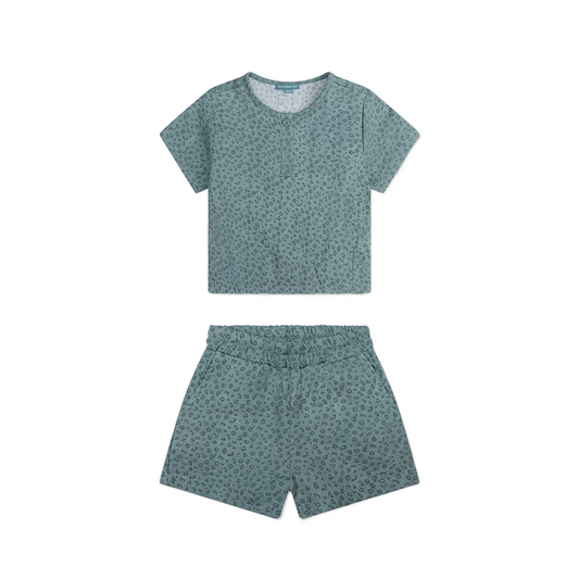 Strandset jumpsuit 2 delig groen pamterprint