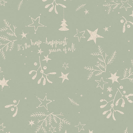 Collectiv Warehouse inpakpapier Mistletoe Kisses kraft groen