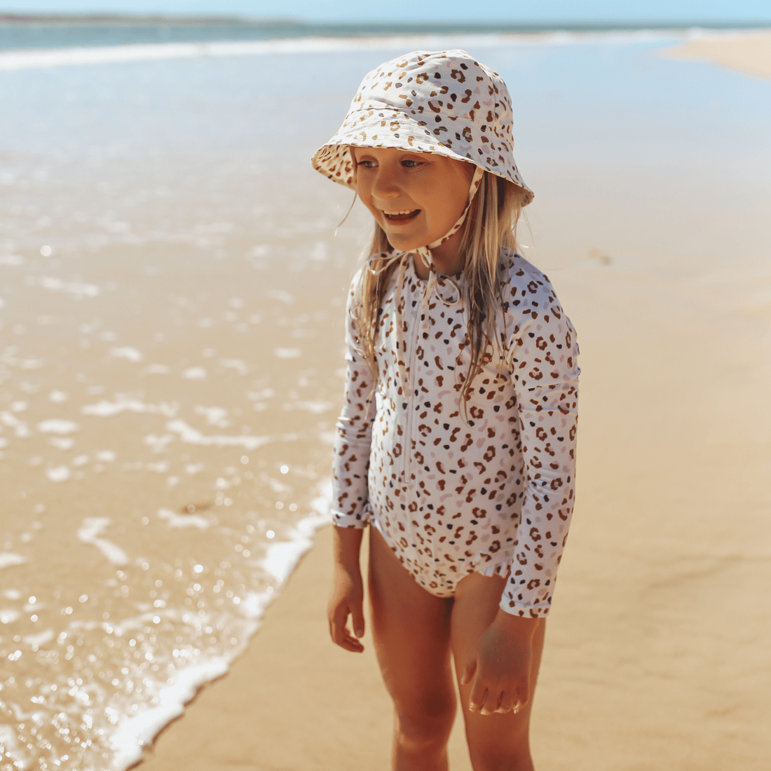 Swim Essentials UV Sun Hat Khaki Leopard Print