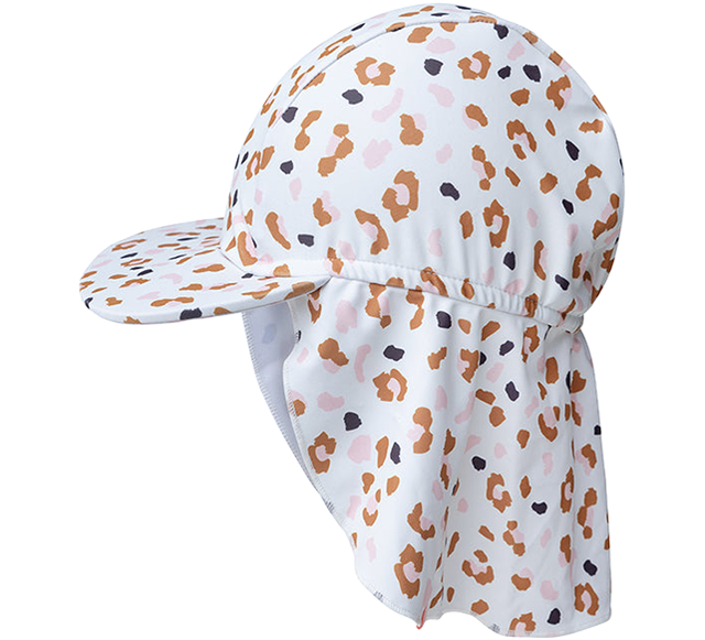 Swim Essentials UV Sun Cap with peak Khaki Leopard print