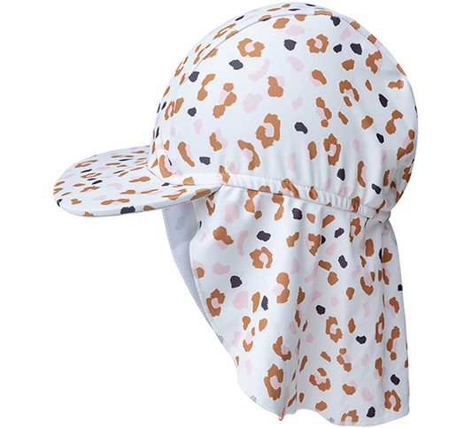 Swim Essentials UV Sun Cap with peak Khaki Leopard print