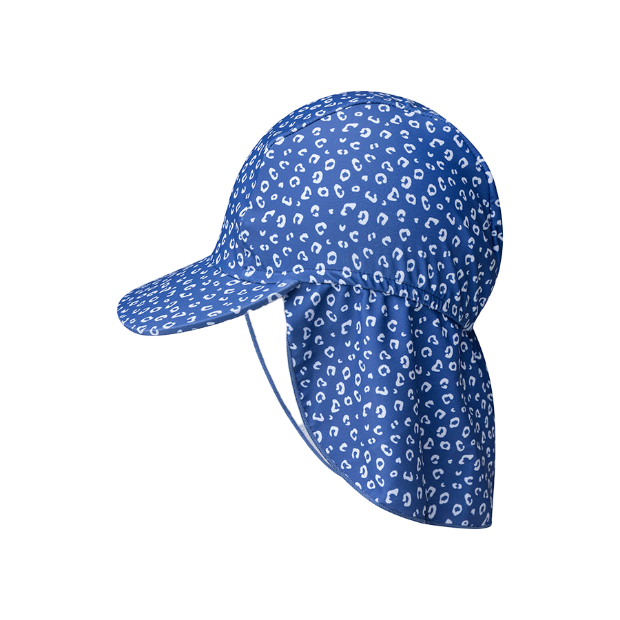 Swim Essentials UV Sun Cap with peak Blue Leopard Print