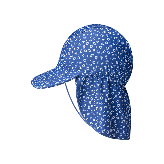 Swim Essentials UV Sun Cap with peak Blue Leopard Print