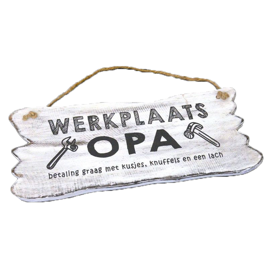 Woodart Wandbordje Werkplaats Opa 12x30 cm