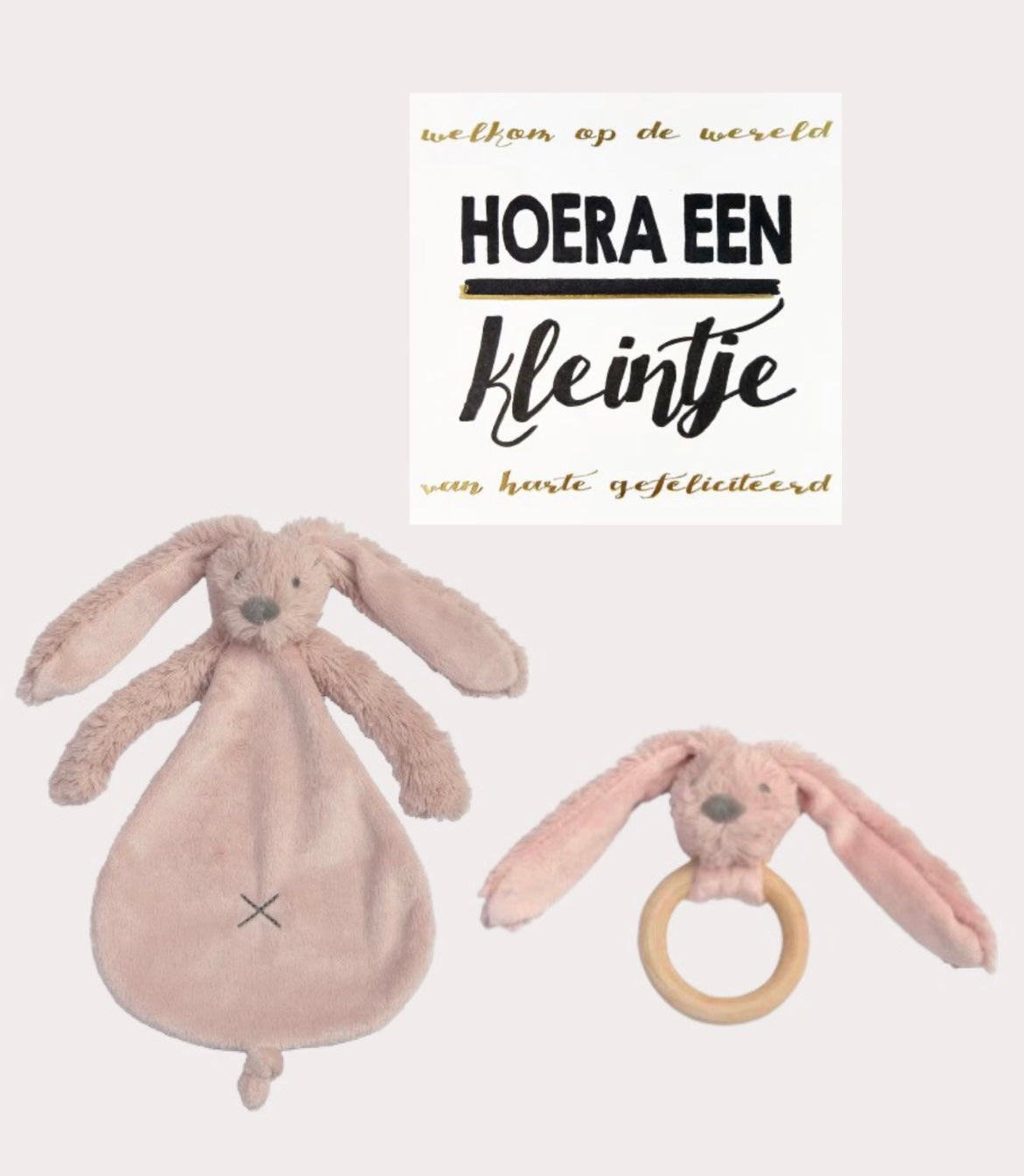 Happy Horse Rabbit Richie Geschenkset Altrosa Beißring + Kuscheltuch