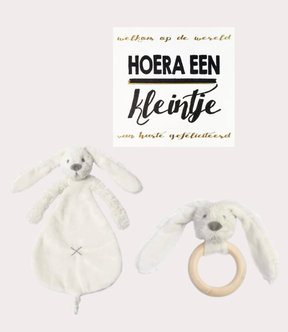 Happy Horse Rabbit Richie Geschenkset Weißer Beißring + Kuscheltuch