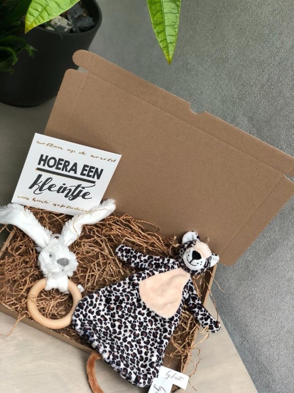 Happy Horse X Leopard Lou Geschenkset Weißer Beißring + Kuscheltuch