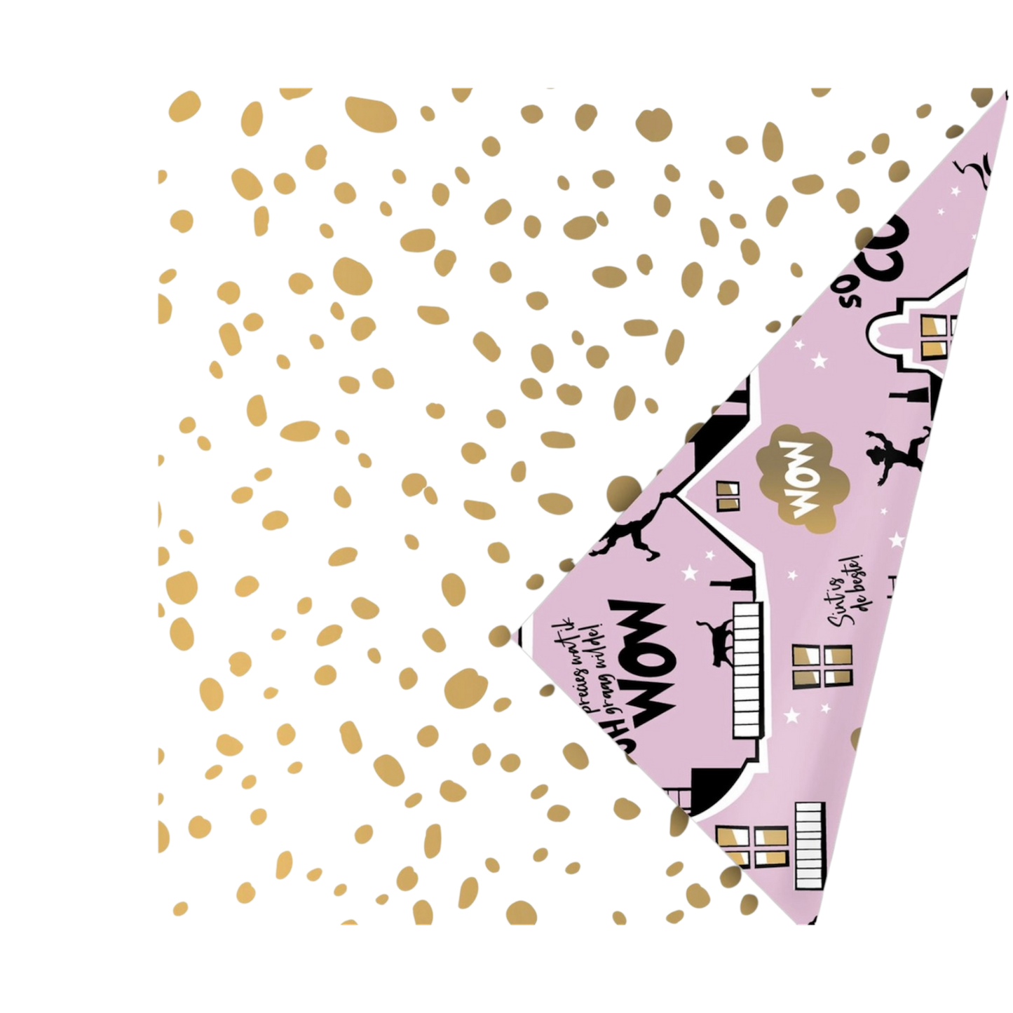 Collectiv Warehouse dubbelzijdig inpakpapier wit/goud/roze