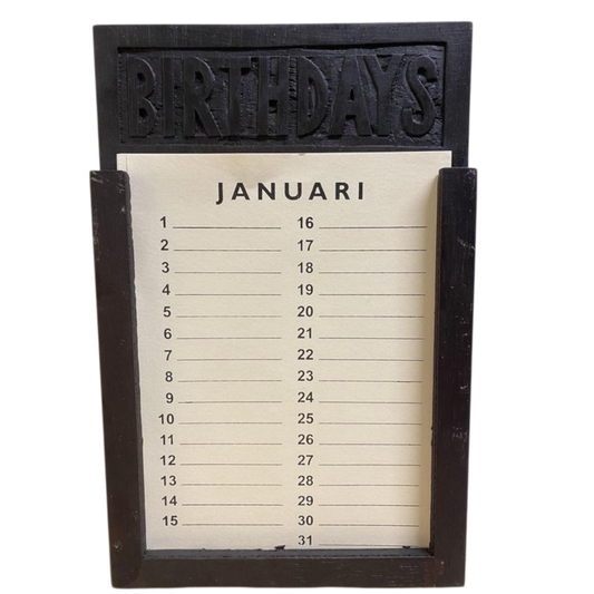 Woodart Houten Verjaardagskalender Black wash/creme 28 cm