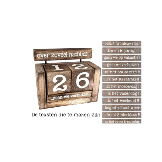 Woodart aftelkalender Naturel 14x16