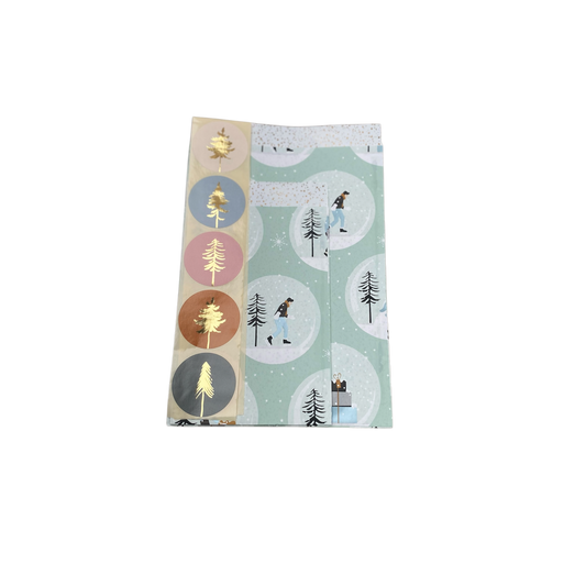 Collectiv Warehouse papieren cadeauzakjes kerst mint/goud Set