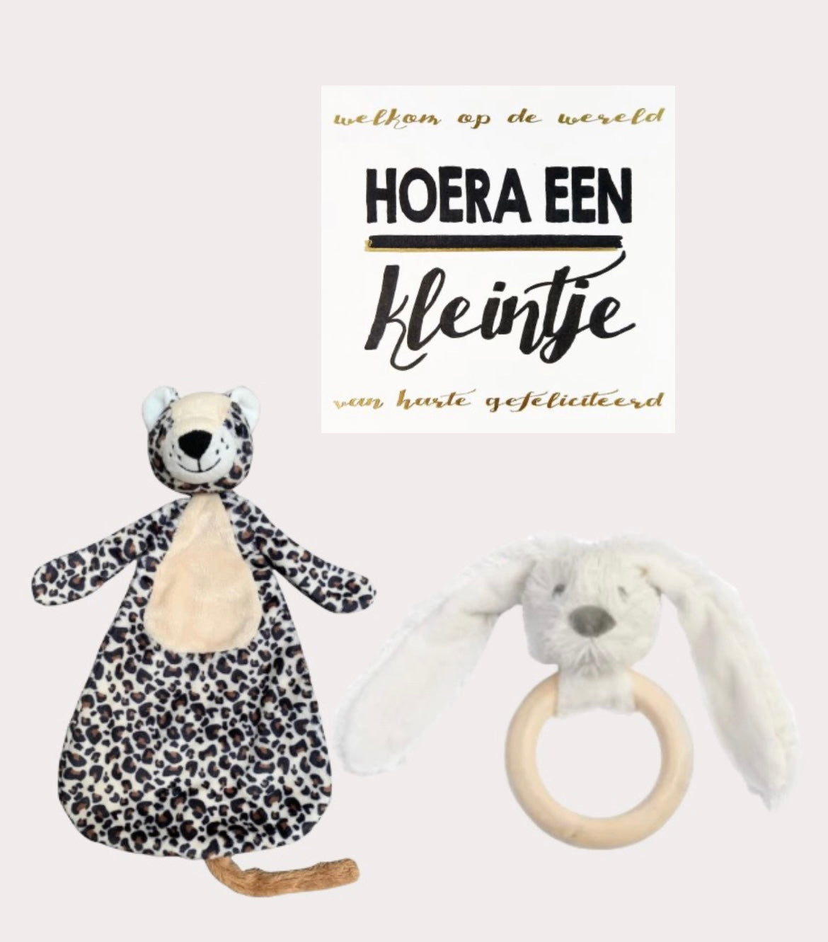 Happy Horse X Leopard Lou Geschenkset Weißer Beißring + Kuscheltuch