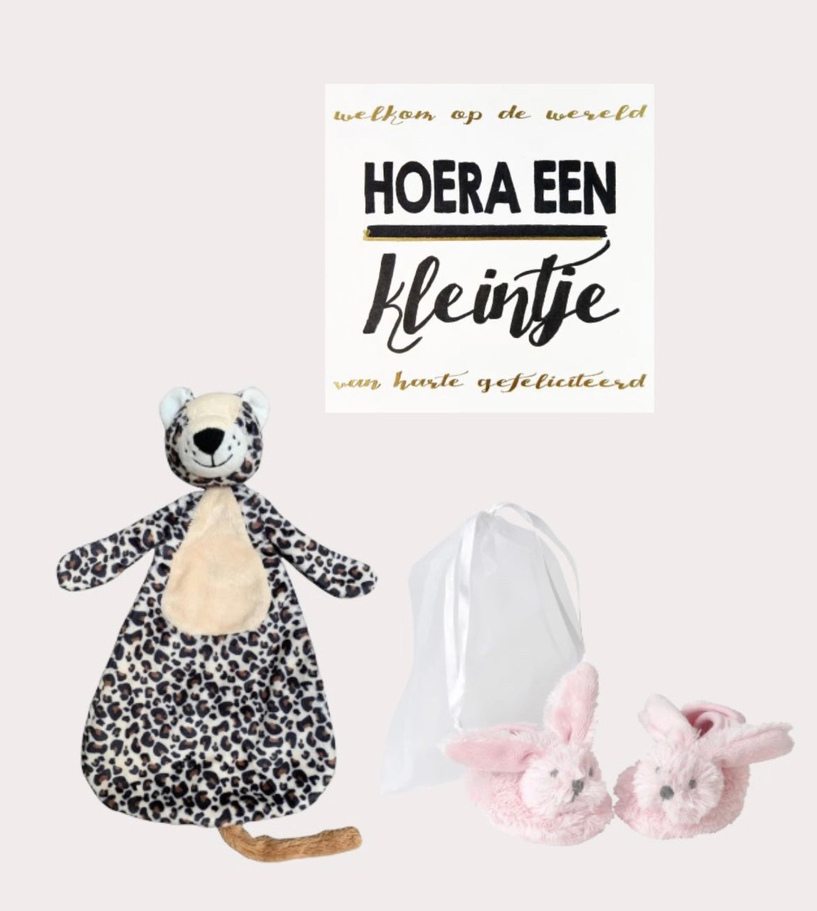 Happy Horse X Leopard Lou Geschenkset rosa Hausschuhe + Kuscheltuch