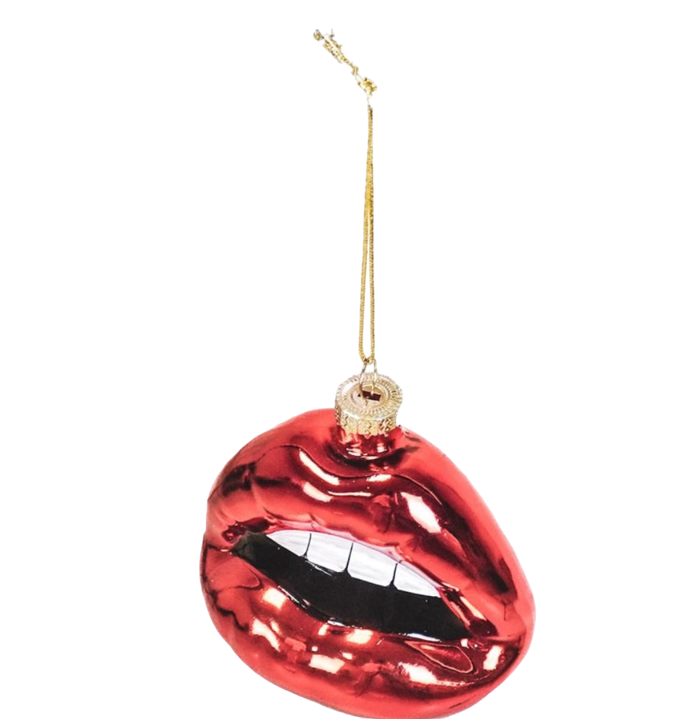 Housevitamin Weihnachtsornament „Shut up and kiss me“ aus Glas – 8,5 x 3,5 x 8,5 cm